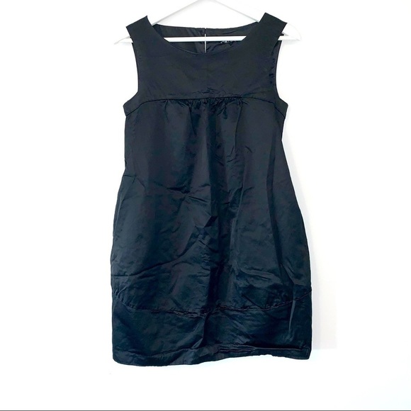 Theory Kadie Black Cotton Sateen Bubble Dress 2 - Picture 1 of 7